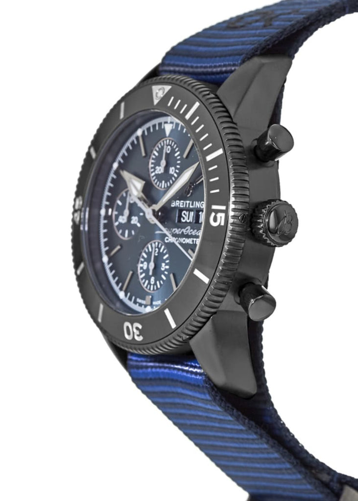 Breitling Superocean Heritage Chronograph 44 Outerknown Blue Dial Blue NATO Strap Watch for Men - M133132A1C1W1