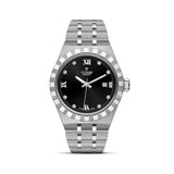 Tudor Royal Automatic Diamonds Black Dial Silver Steel Strap Watch for Men - M28600-0004