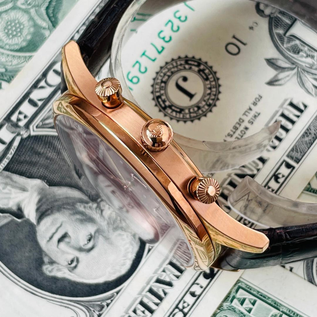 Emporio Armani Classic Chronograph Burgundy Dial Brown Leather Strap Watch For Men - AR1890