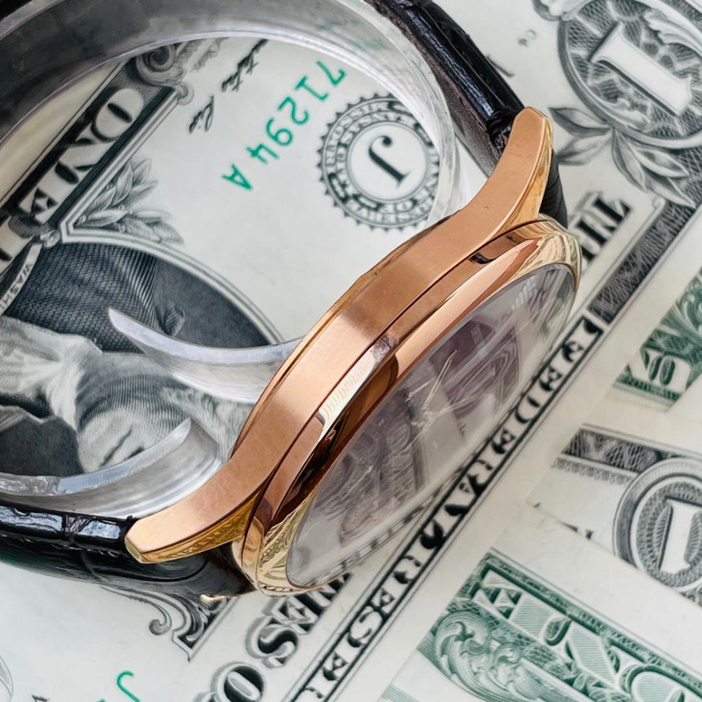 Emporio Armani Classic Chronograph Burgundy Dial Brown Leather Strap Watch For Men - AR1890