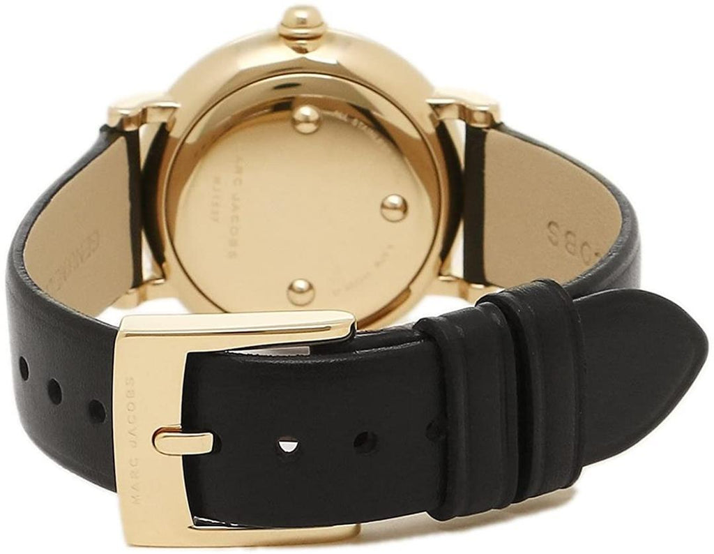 Marc Jacobs Roxy White Dial Black Leather Strap Watch for Women - MJ1537