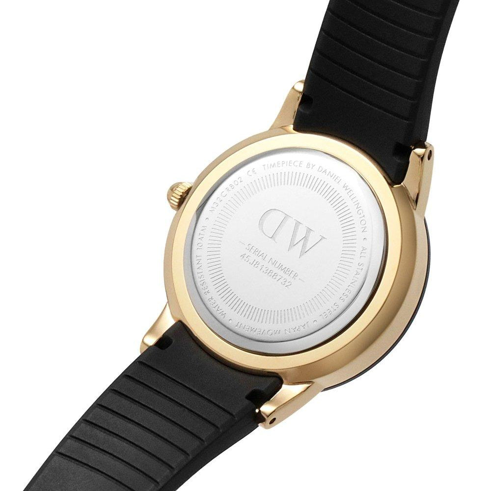 Daniel Wellington Iconic Motion Black Dial Rubber Strap Watch For Women - DW00100426