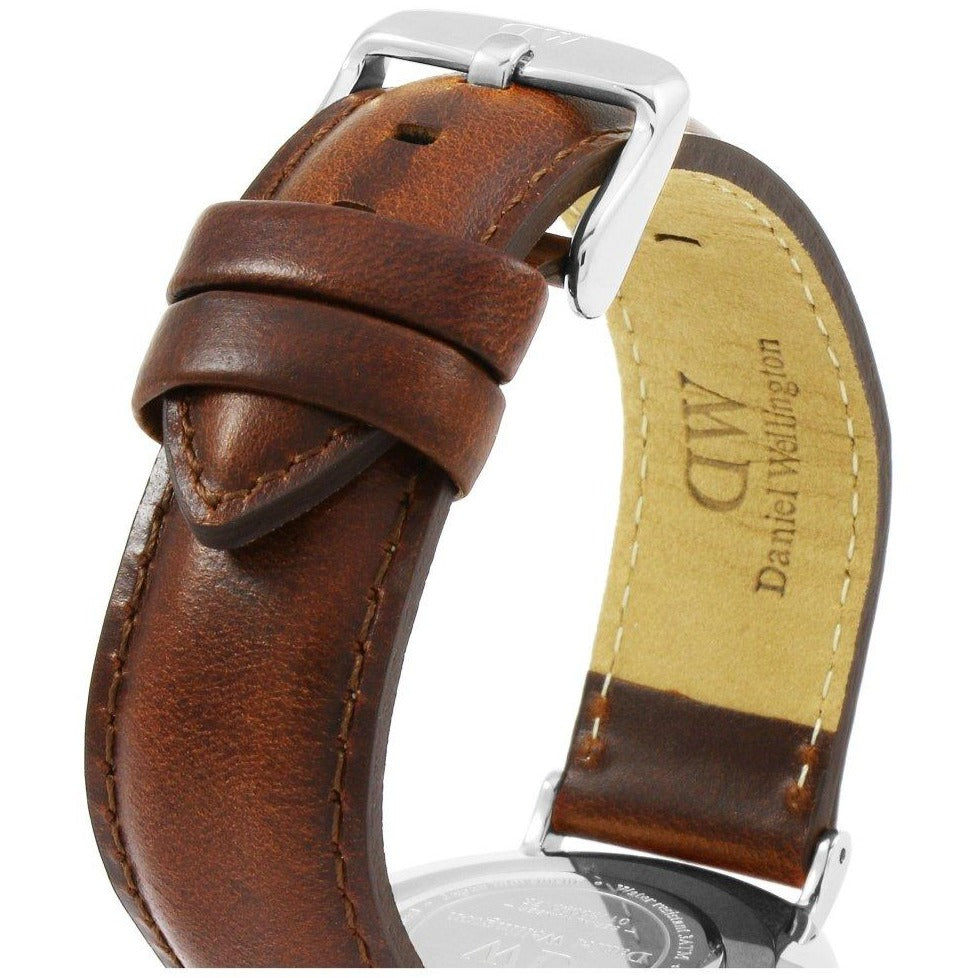 Daniel Wellington Classic St Mawes White Dial Brown Leather Strap Watch For Men - DW00100021