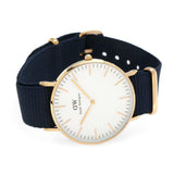 Daniel Wellington Classic Bayswater White Dial Navy Blue NATO Strap Watch For Women - DW00100279
