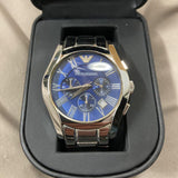 Emporio Armani Classic Blue Dial Silver Steel Strap Watch For Men - AR1635