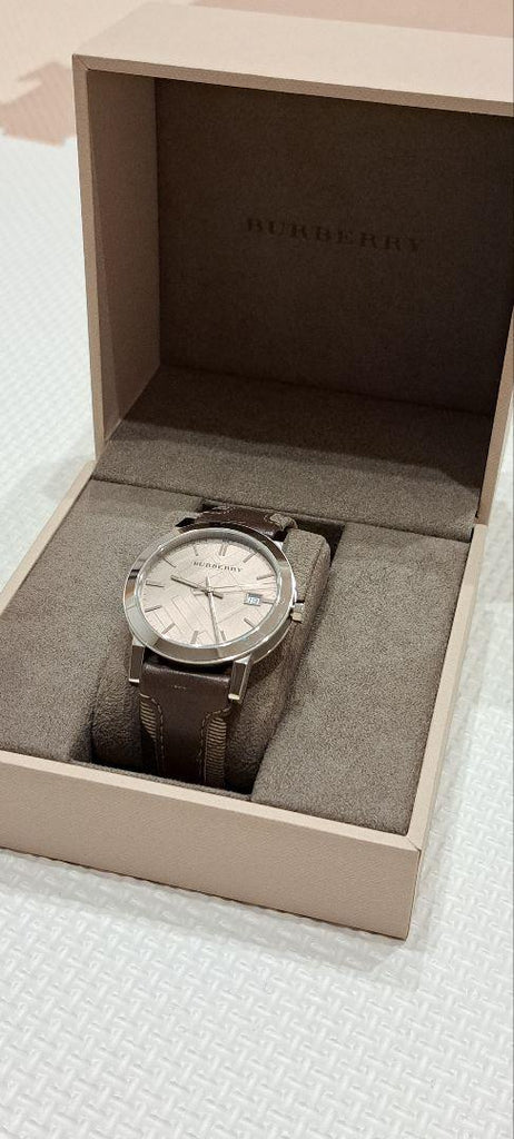 Burberry The City Grey Dial Leather Strap Watch for Men - BU9020