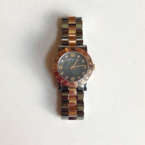 Marc Jacobs Amy Grey Dial Two Tone Steel Strap Watch for Women - MBM3195