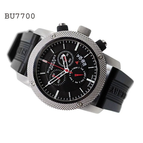 Burberry Endurance Sport Chronograph Black Dial Black Rubber Strap Watch for Men - BU7700