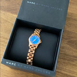 Marc Jacobs Henry Dinky Blue Dial Rose Gold Steel Strap Watch for Women - MBM3204
