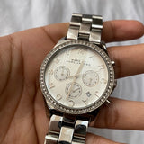Marc Jacobs Henry Glitz Chronograph Silver Dial Silver Steel Strap Watch for Women - MBM9017