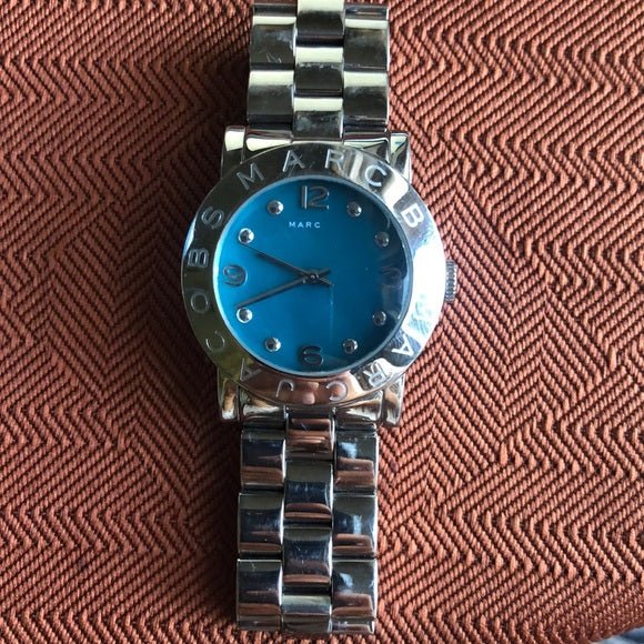 Marc Jacobs Amy Blue Dial Silver Steel Strap Watch for Women - MBM3272