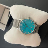 Gucci G-Timeless Turquiose Mother of Pearl Dial Silver Mesh Bracelet Watch For Women - YA1264039
