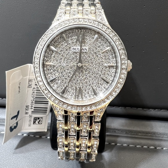 Bulova Crystal Collection Silver Dial Silver Steel Strap Watch for Women - 96L243