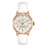 Tissot Chemin Des Tourelles Powermatic 80 Lady Silver Dial White Leather Strap Watch For Women - T099.207.36.118.00