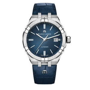 Maurice Lacroix Aikon Automatic Blue Dial Blue Leather Strap Watch For Men - AI6008-ss001-430-1