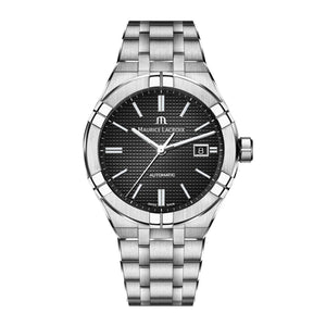 Maurice Lacroix Aikon Automatic Black Dial Silver Steel Strap Watch For Men - AI6008-SS002-330-1