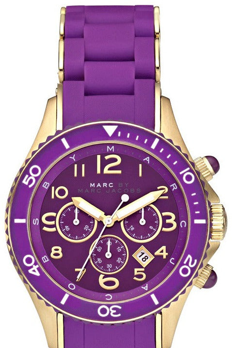 Marc Jacobs Rock Chronograph Purple Dial Purple Silicone Strap Watch for Women - MBM2549