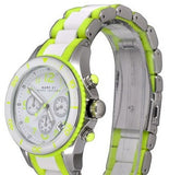 Marc Jacobs Rock Chronograph White Dial White & Green Silicone Strap Watch for Women - MBM2592