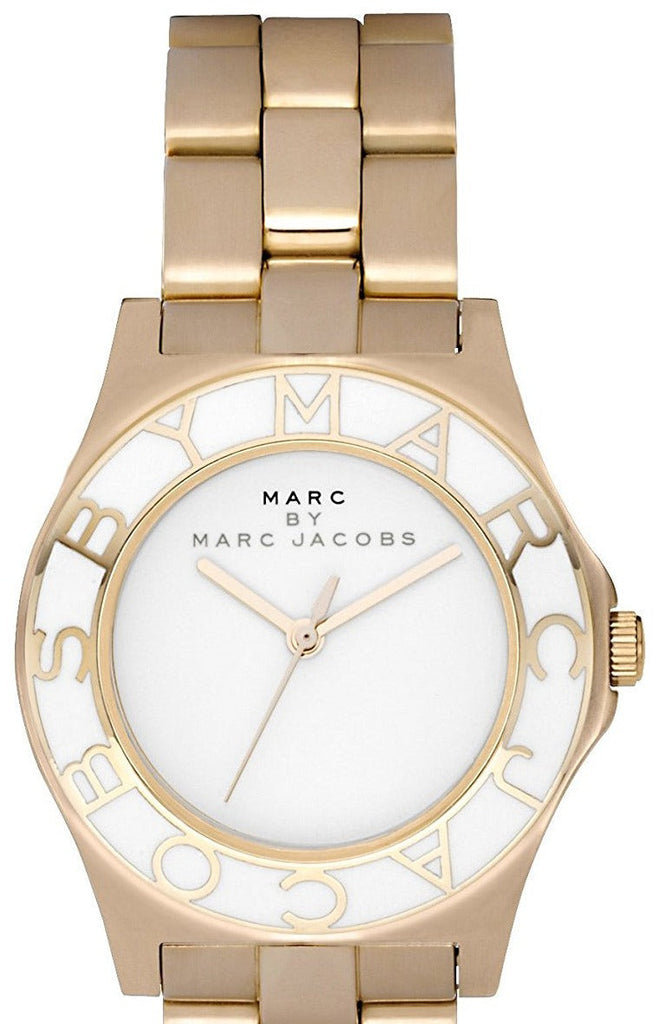 Marc Jacobs Blade White Dial Gold Steel Strap Watch for Women - MBM3050