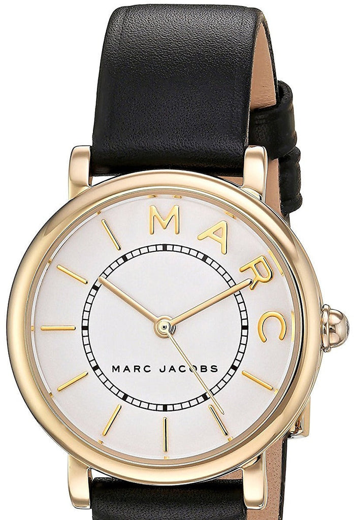Marc Jacobs Roxy White Dial Black Leather Strap Watch for Women - MJ1537