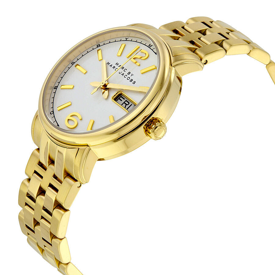 Marc Jacobs Fergus White Dial Gold Steel Strap Watch for Women - MBM8647