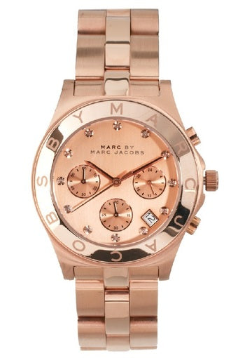 Marc Jacobs Blade Chronograph Rose Gold Dial Rose Gold Steel Strap Watch for Women - MBM3102