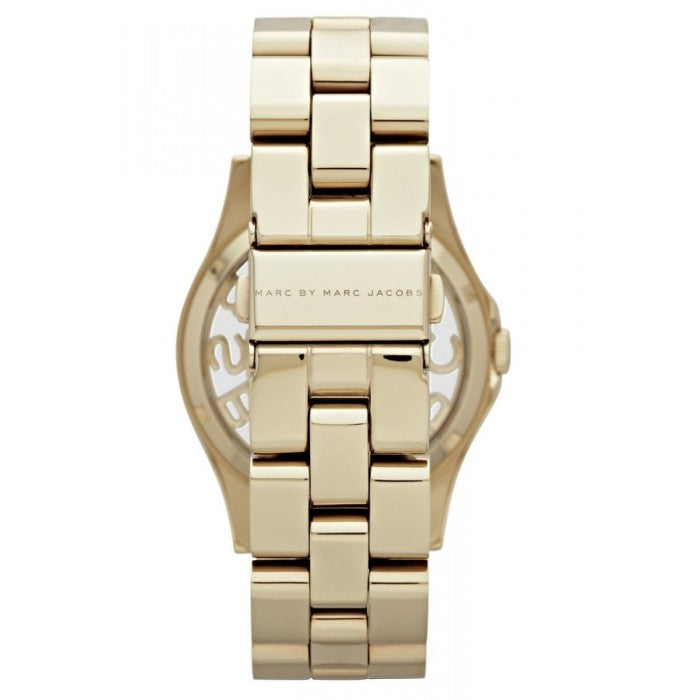 Marc Jacobs Henry Transparent Gold Dial Gold Steel Strap Watch for Women - MBM3206