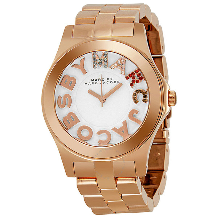 Marc Jacobs Rivera White Dial Rose Gold Steel Strap Watch for Women - MBM3138
