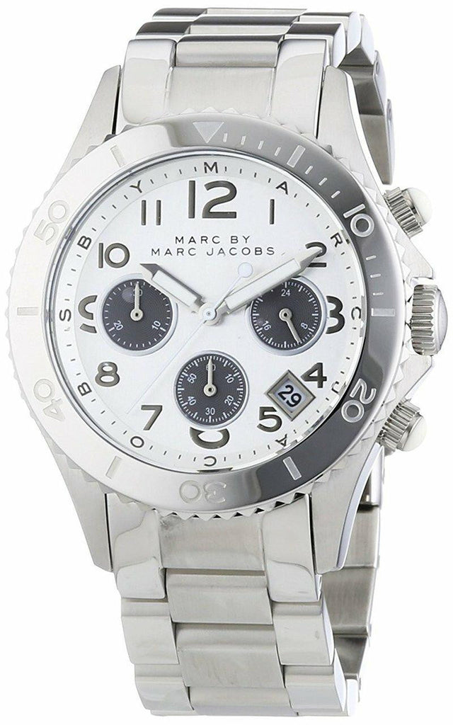 Marc Jacobs Marc Chronograph Silver Dial Silver Steel Strap Watch for Men - MBM3155