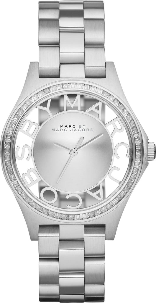 Marc Jacobs Henry Transparent Silver Dial Silver Steel Strap Watch for Women - MBM3337