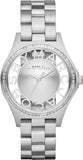 Marc Jacobs Henry Transparent Silver Dial Silver Steel Strap Watch for Women - MBM3337