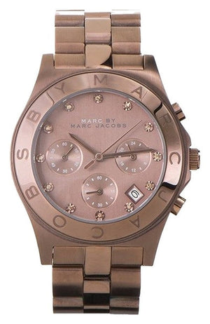 Marc Jacobs Blade Chronograph Brown Dial Brown Steel Strap Watch for Women - MBM3121