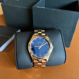 Marc Jacobs Henry Blue Dial Rose Gold Steel Strap Watch for Women - MBM3213