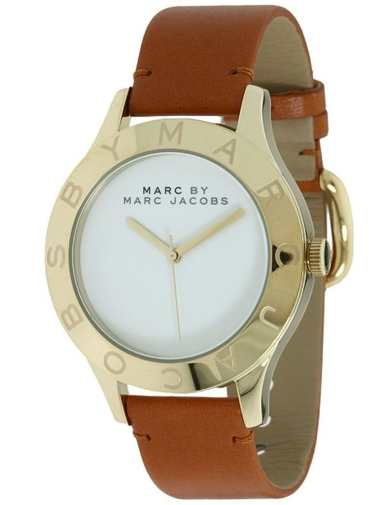 Marc Jacobs Blade White Dial Brown Leather Strap Watch for Women - MBM1218