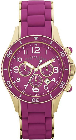 Marc Jacobs Rock Chronograph Purple Dial Purple Silicone Strap Watch for Women - MBM2576