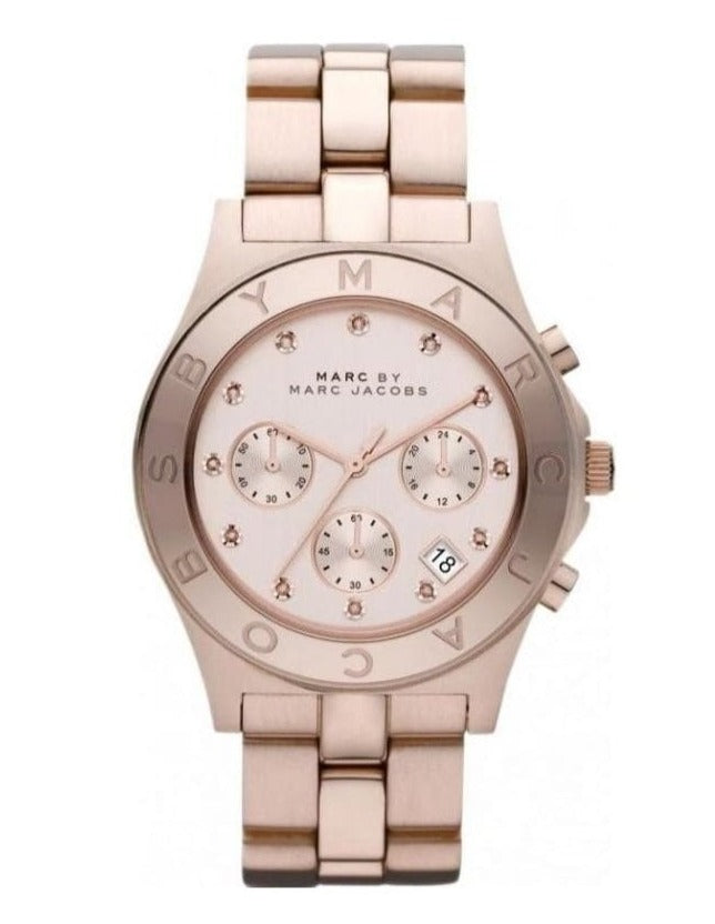 Marc Jacobs Blade Chronograph Rose Gold Dial Rose Gold Steel Strap Watch for Women - MBM3102