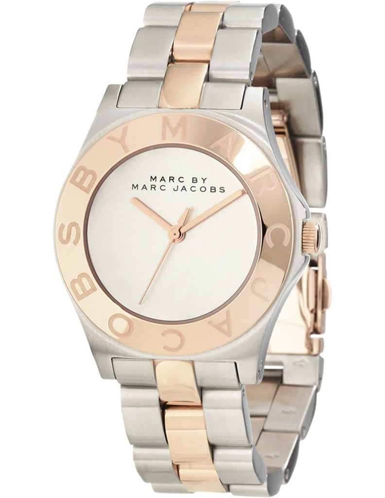 Marc Jacobs Blade Silver Dial Two Tone Steel Strap Watch for Women - MBM3129