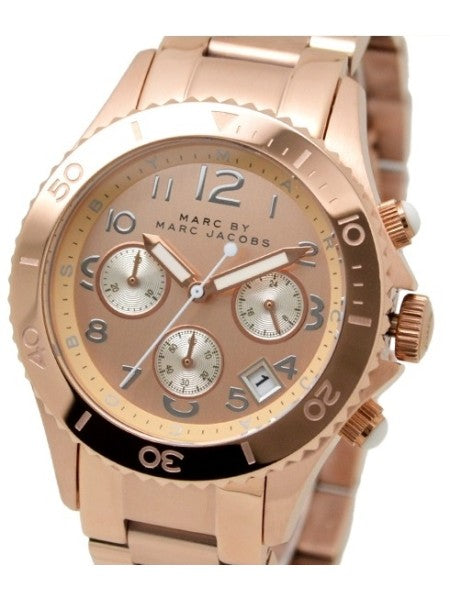 Marc Jacobs Rock Chronograph Rose Gold Dial Rose Gold Steel Strap Watch for Women - MBM3156
