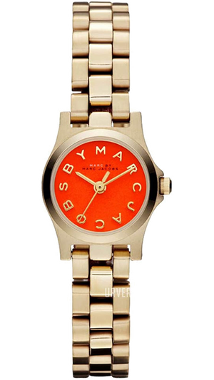 Marc Jacobs Henry Dinky Red Dial Gold Steel Strap Watch for Women - MBM3202