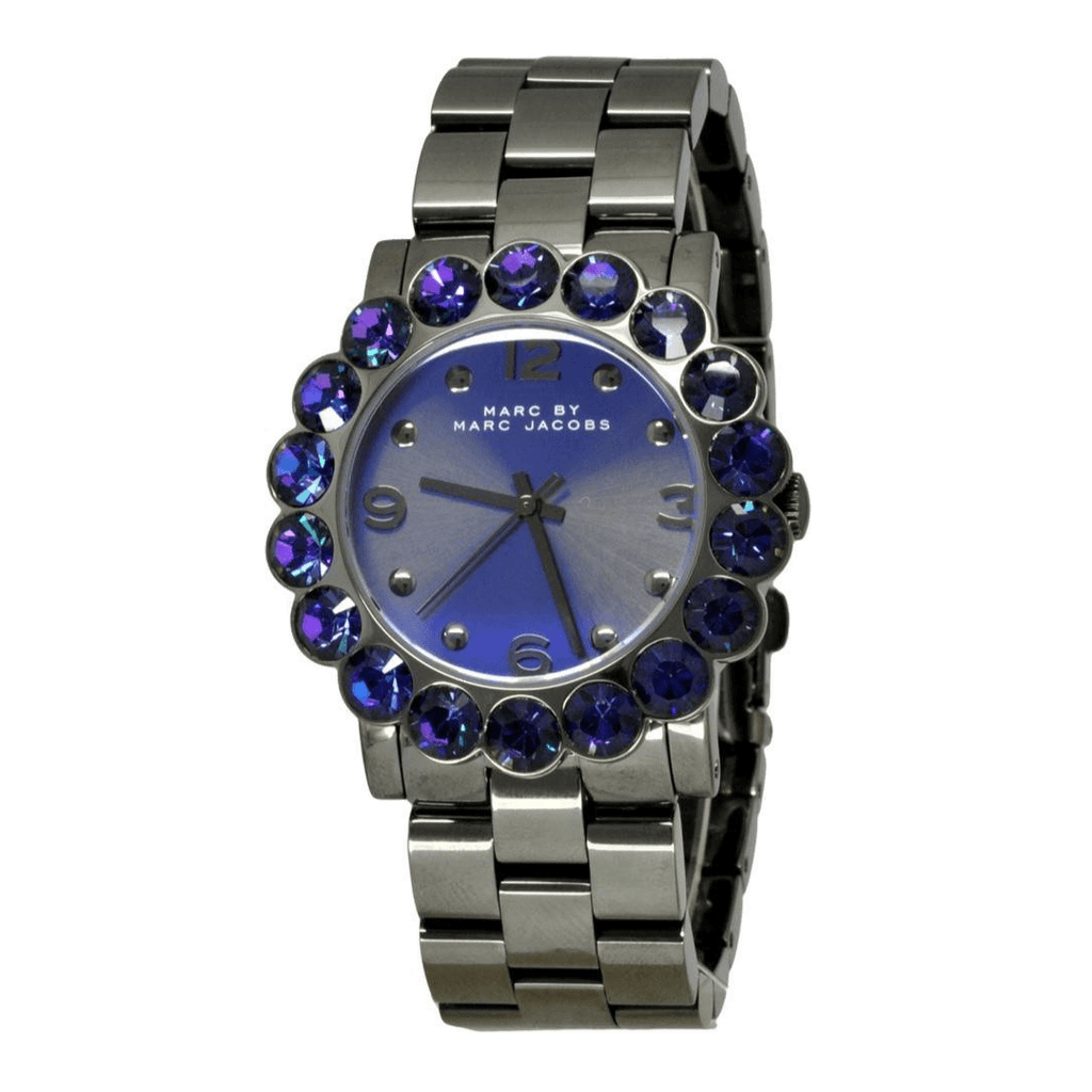 Marc Jacobs Amy Purple Dial Black Steel Strap Watch for Women - MBM3224