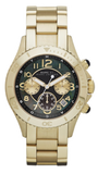 Marc Jacobs Rock Chronograph Black Dial Gold Steel Strap Watch for Women - MBM3253