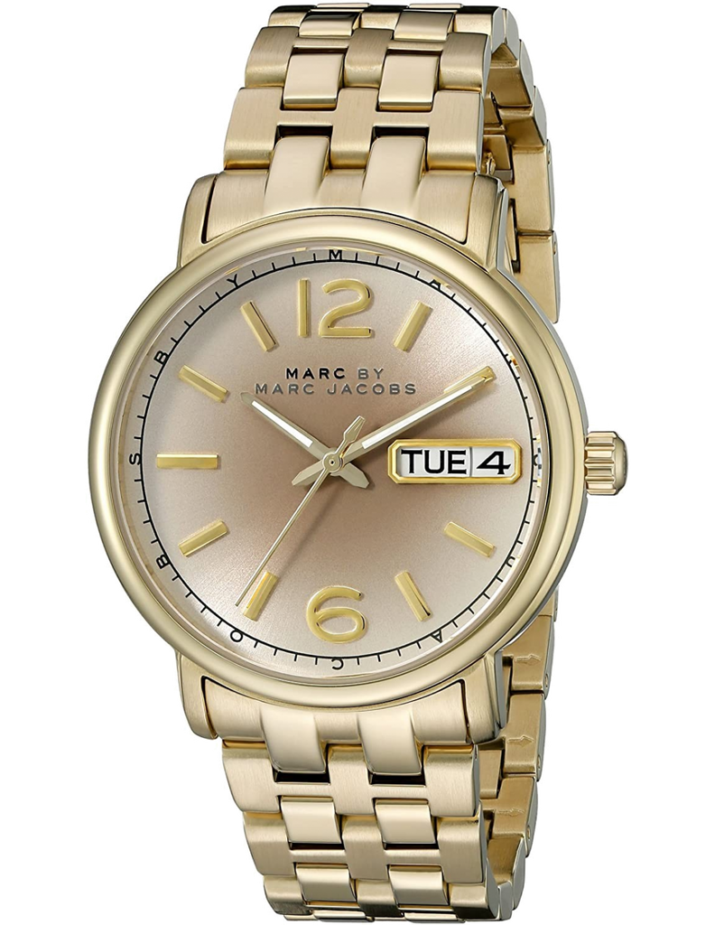 Marc Jacobs Fergus Gunmetal Grey Dial Gold Steel Strap Watch for Women - MBM3429