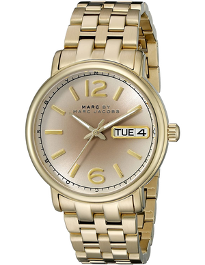 Marc Jacobs Fergus Gunmetal Grey Dial Gold Steel Strap Watch for Women - MBM3429