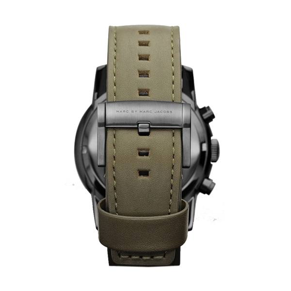 Marc Jacobs Larry Chronograph Black Dial Grey Leather Strap Watch for Men - MBM5034