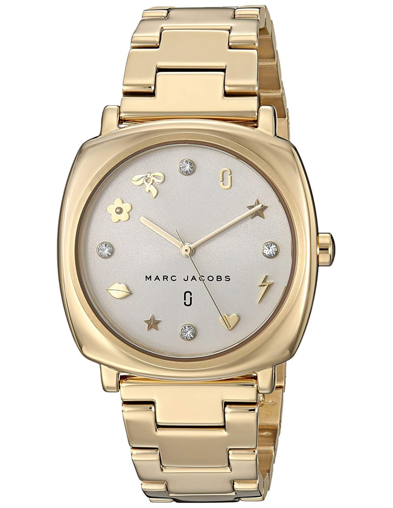 Marc Jacobs Mandy White Dial Gold Steel Strap Watch for Women - MJ3573