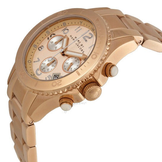 Marc Jacobs Rock Chronograph Rose Gold Dial Rose Gold Steel Strap Watch for Women - MBM3156