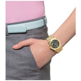 Marc Jacobs Amy Black Dial Gold Steel Strap Watch for Women - MBM3273