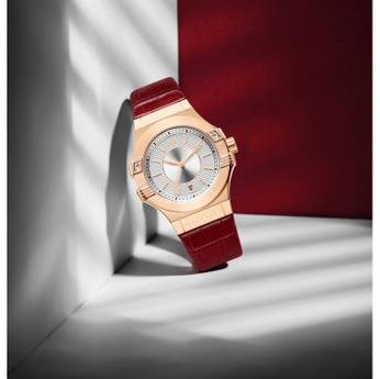 Maserati Potenza Silver Dial Red Leather Strap Watch For Women - R8851108501
