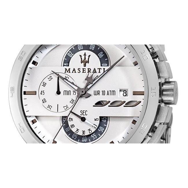 Maserati Ingegno Chronograph White Dial Silver Steel Strap Watch For Men - R8873619004