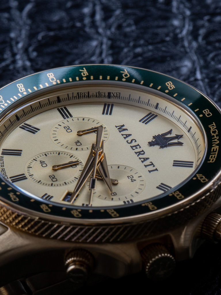 Maserati SFIDA Quartz Yellow Dial Gold Strap Watch For Men - R8873640005